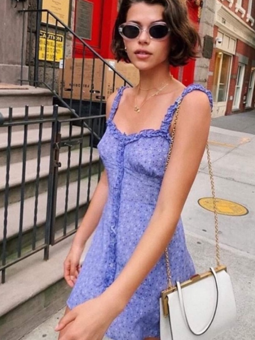 Réalisation Par The Julia 100% Silk Mini Dress Purple Haze Ditsy Floral Print L - Picture 10 of 10